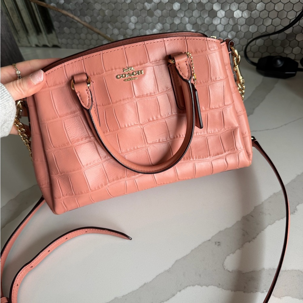 Coach Blush Croc-Embossed Satchel